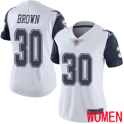 Women Dallas Cowboys Limited White Anthony Brown #30 Rush Vapor Untouchable NFL Jersey->women nfl jersey->Women Jersey